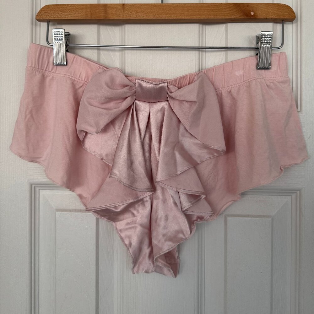 EUC Victorias Secret Pajama Extra Cheeky Sleep Shorts with Bow, Pink, Size M